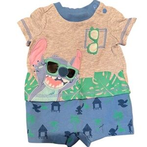 Blue and Gray Stitch Baby Outfit